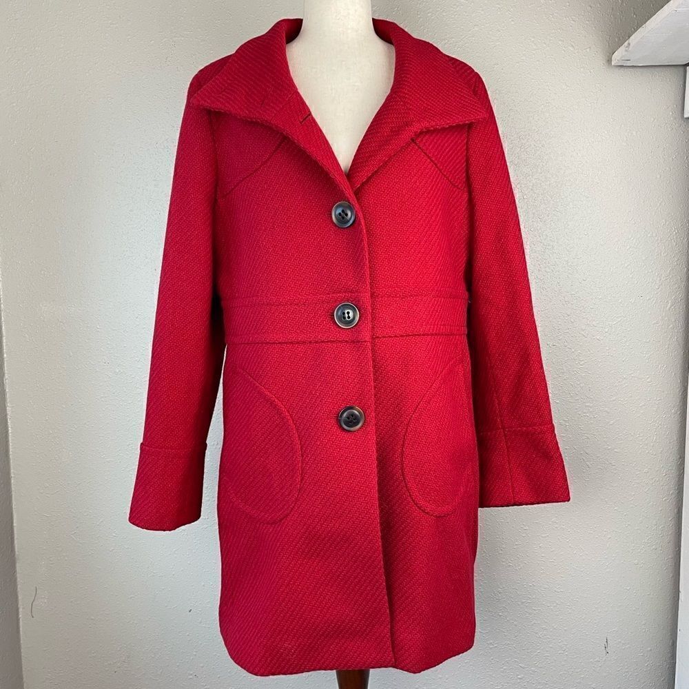 Fleet Street Ltd. Red Wool Blend Overcoat Size L EUC